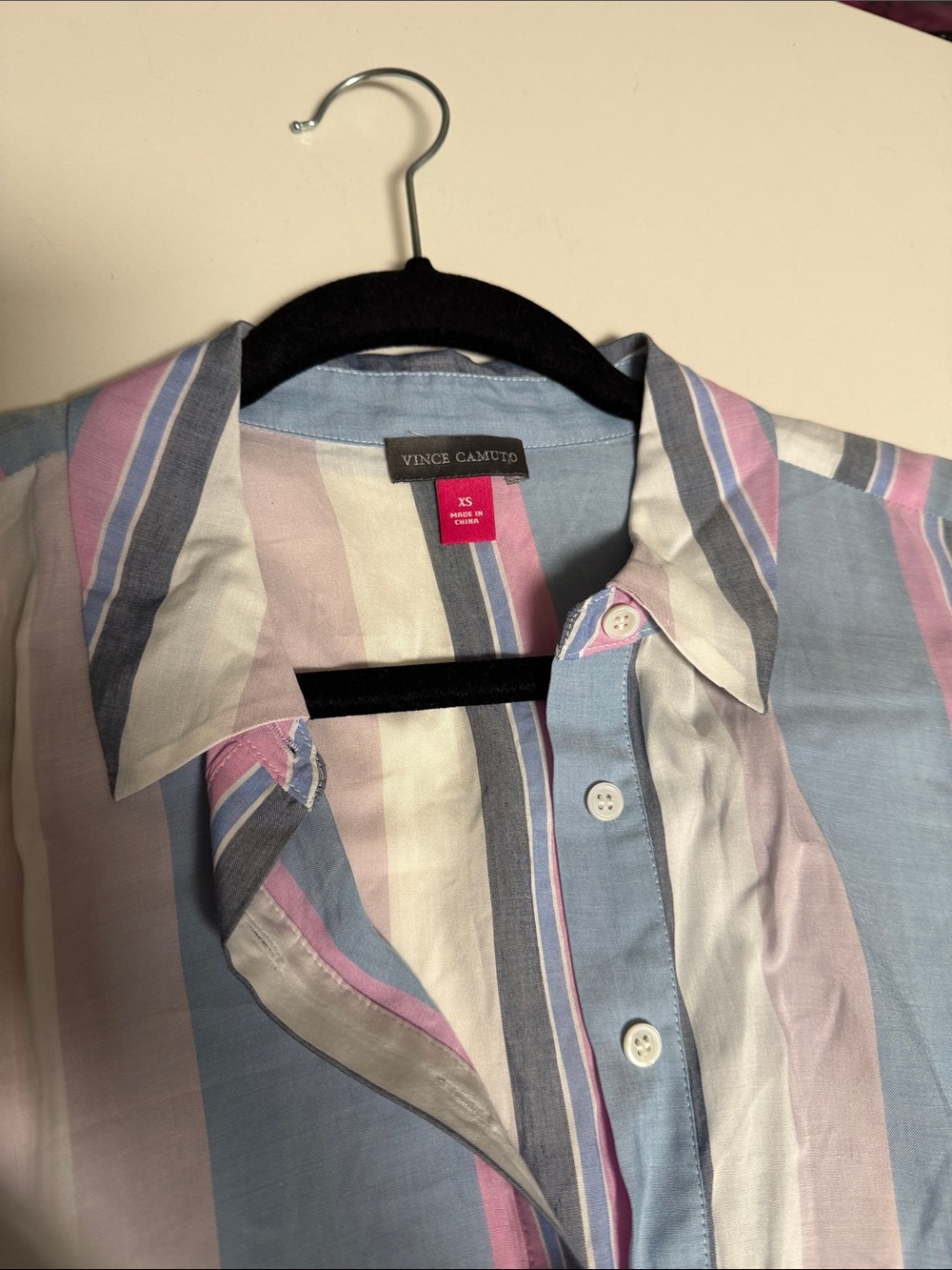 Vince Camuto Men’s Striped Button-Down Shirt in Light Blue, Pink & Cream